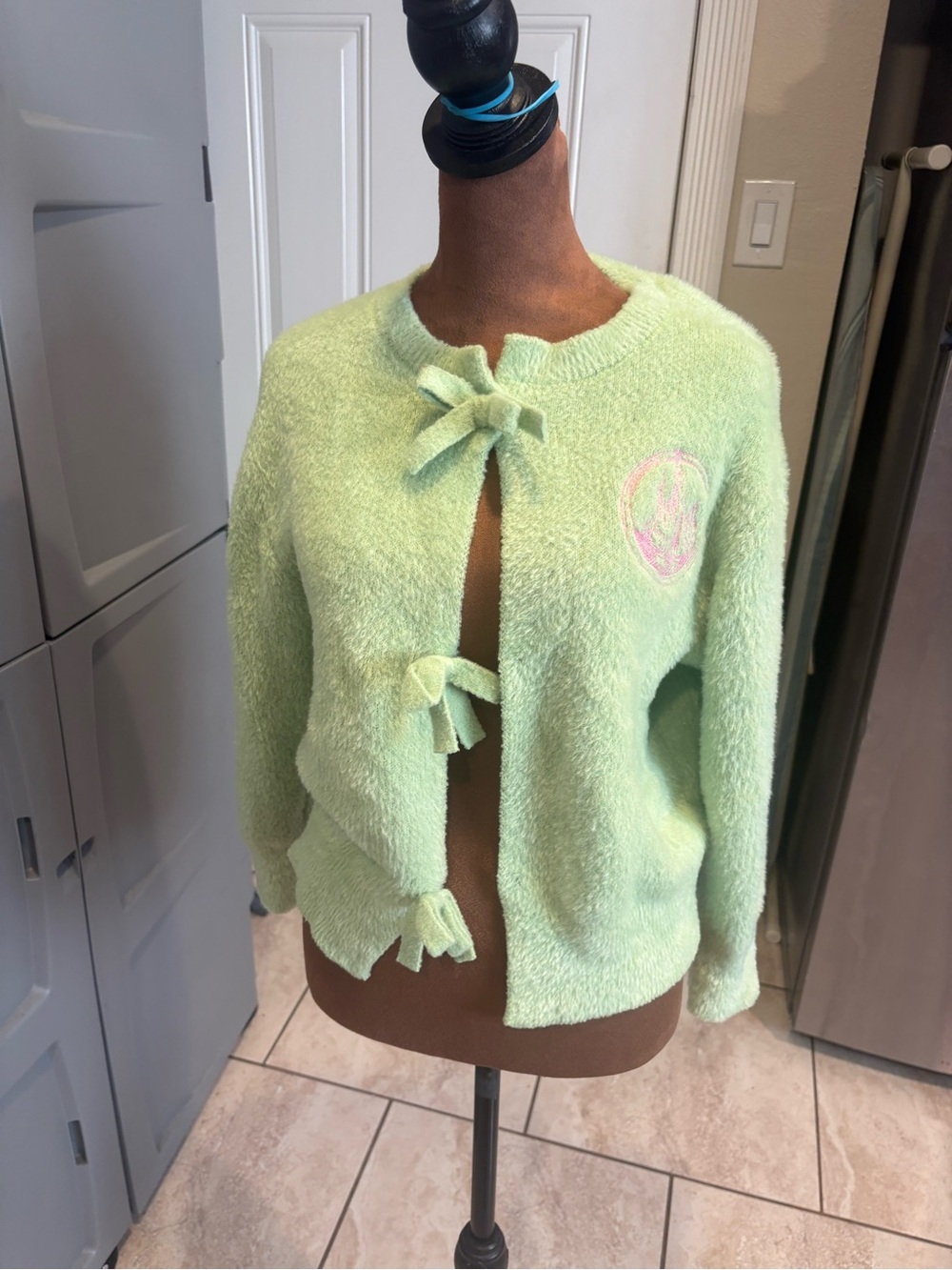 Soft Knit Tie-Front Cardigan Jacket - Light Green